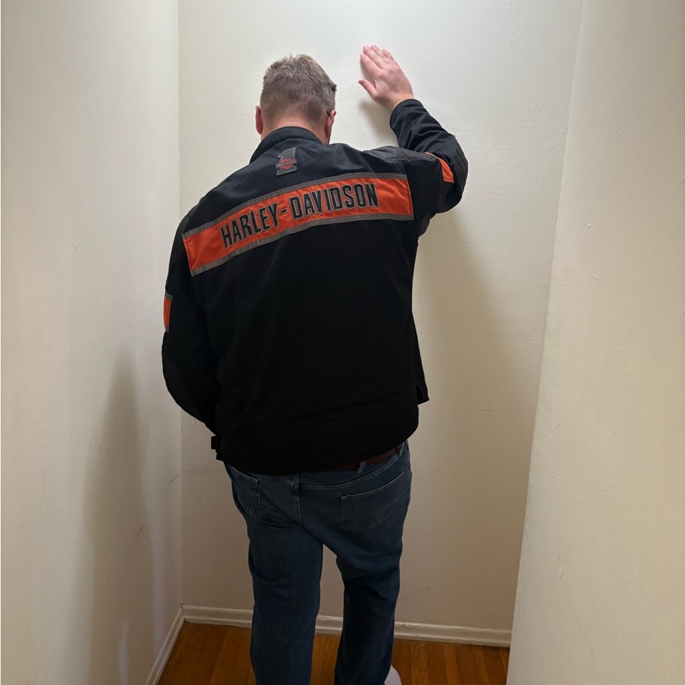 Harley-Davidson Black Jacket with Orange Stripes